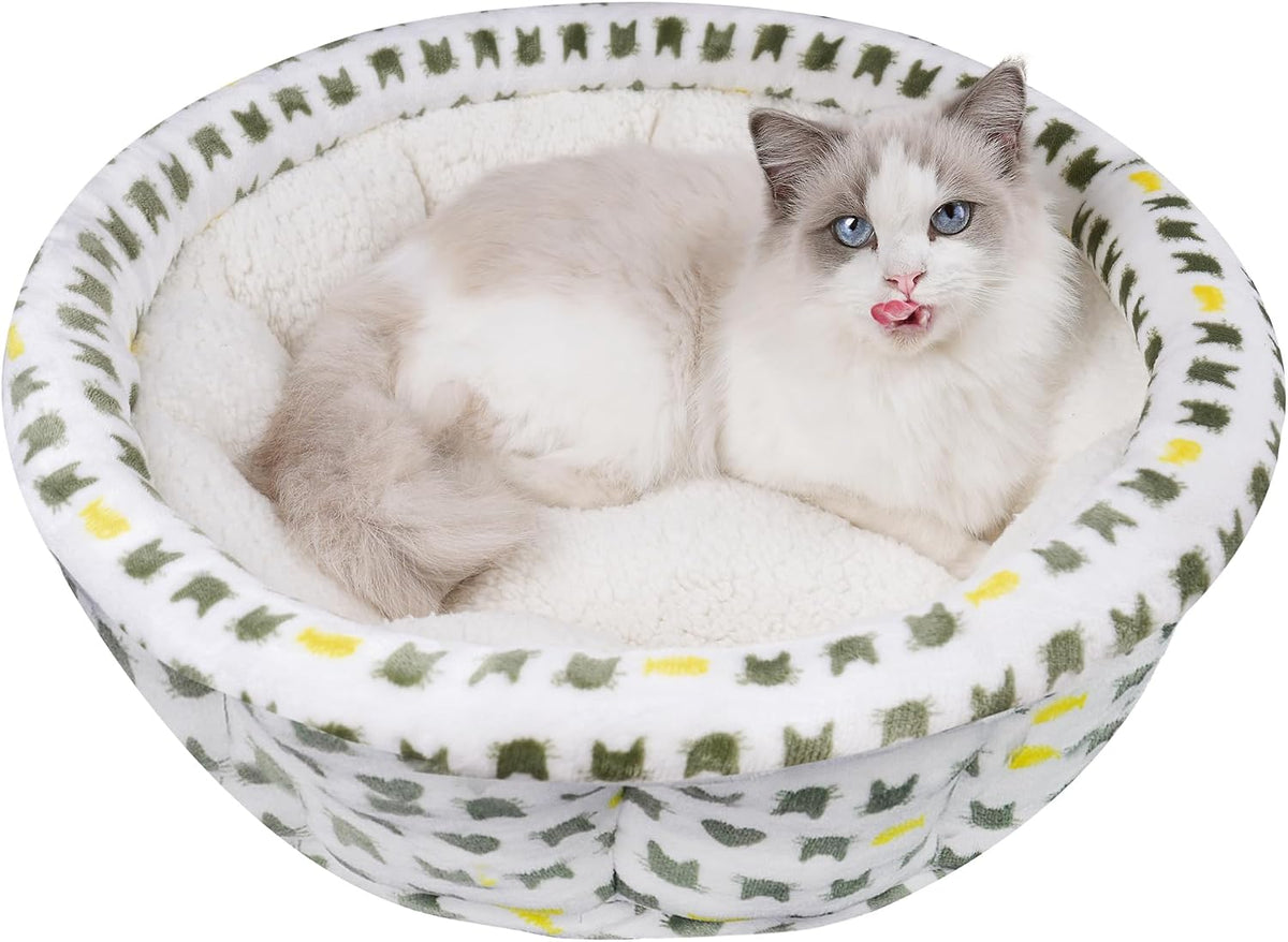 AIWIKIDE Super Soft Small Dog & Cat Bed, Anti-Anxiety Puppy Cuddler, Cozy round Fluffy Plush Pet Bed, Machine Washable Faux Fur Donut Cuddler