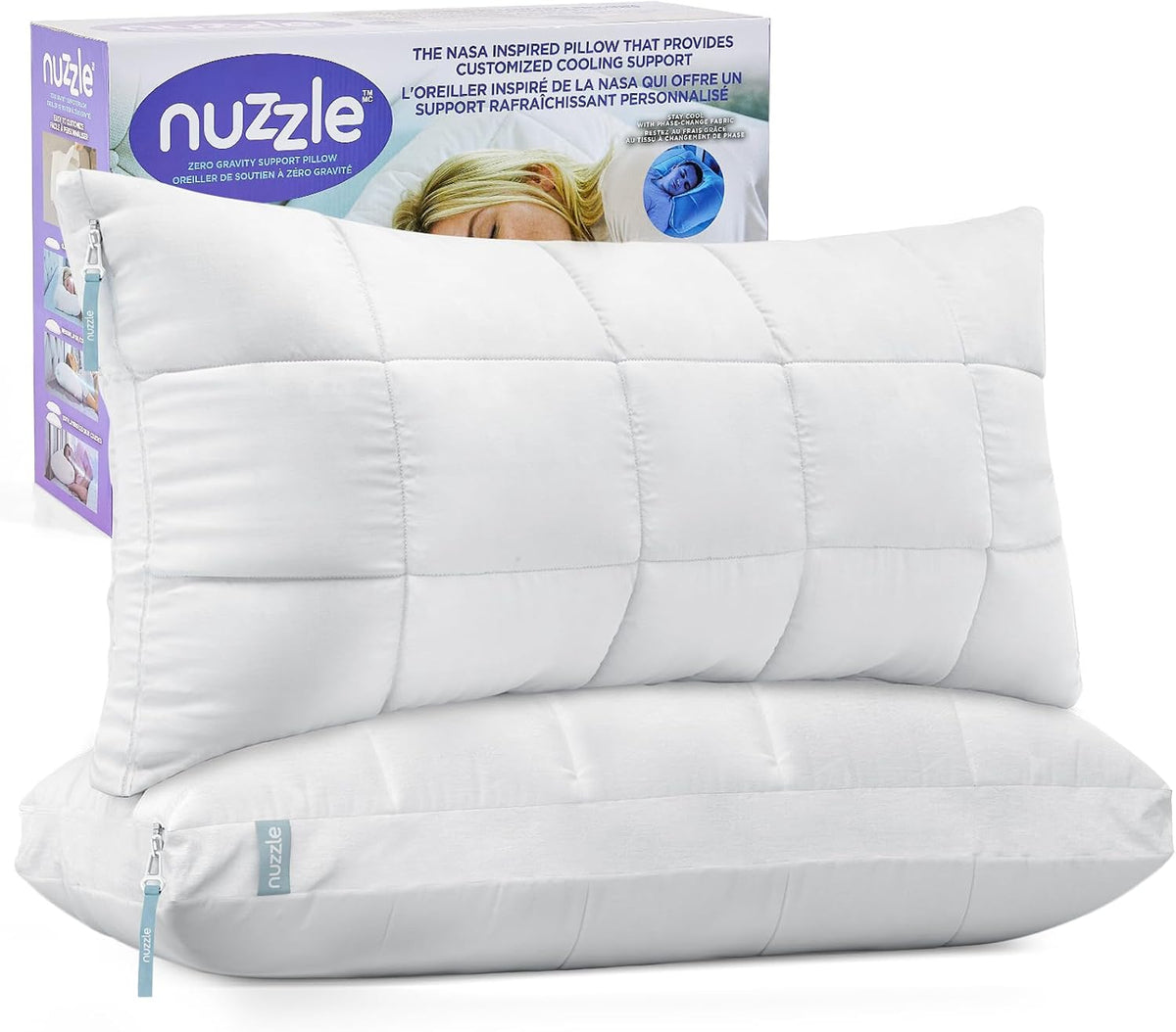 Nuzzle Adjustable Neck Pillows Queen Size Set of 2,Soft Luxury Hotel Feel
