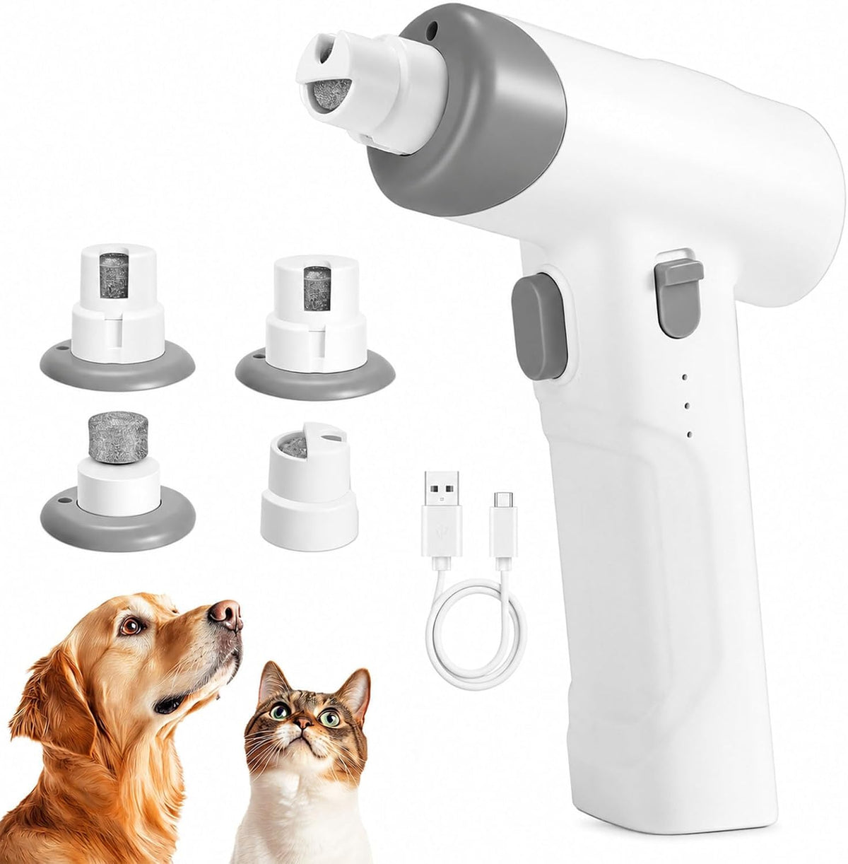 Dog Nail Grinder Quiet Electric Pet Nail Trimmer with Guard LED