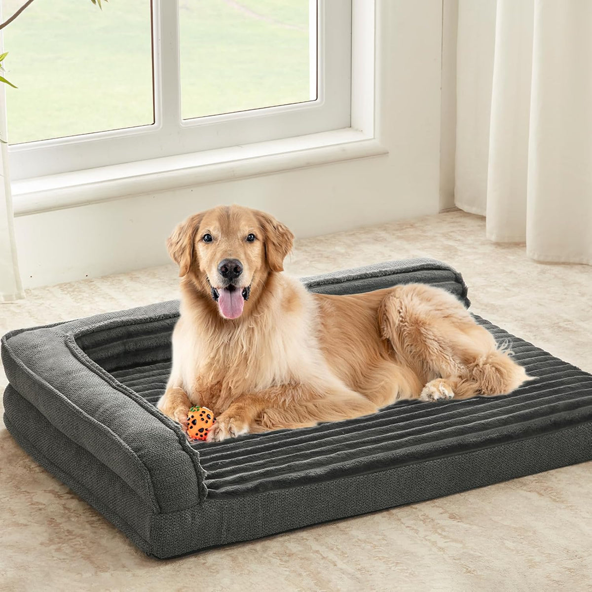 WINDRACING Orthopedic Dog Bed for Large Dogs, 40X28 Inch, Gray