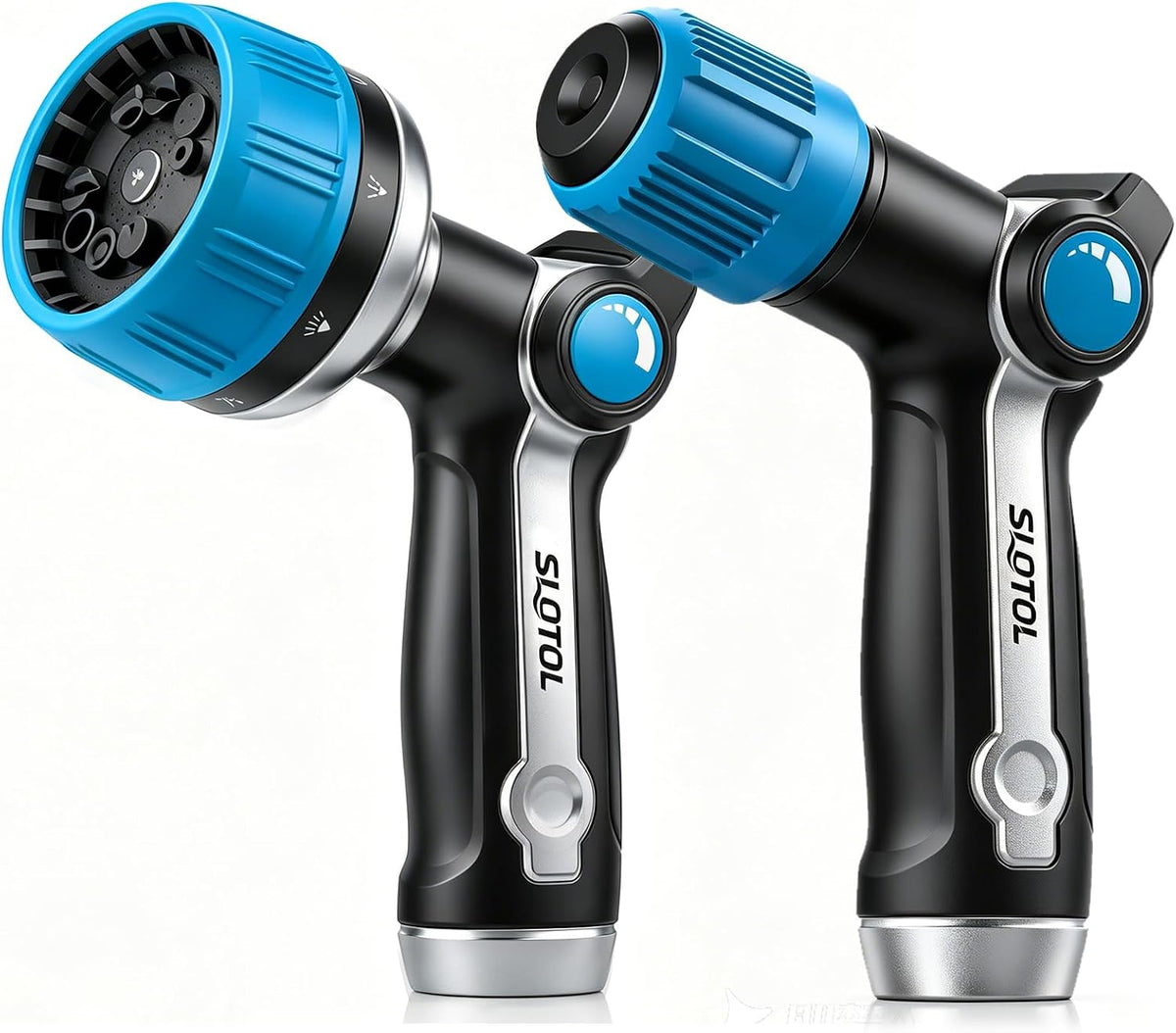 2 Pack Garden Hose Nozzle, Heavy Duty Metal Sprayer with Adjustable Spray Patterns, Easy Water Flow Control & Leak Proof Design