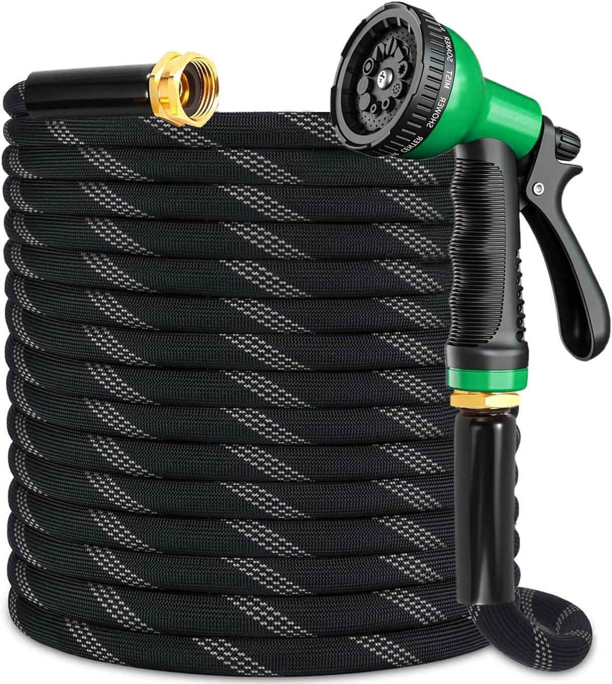 Garden Hose 100 Ft, 2026 New No Kink Flexible Water Hose 100Ft, 10 Function Nozzle, Leak-Proof Solid Metal Fittings, High Density Outer Fabric, Durable Inner PVC Core, Ultra Lightweight & Portable