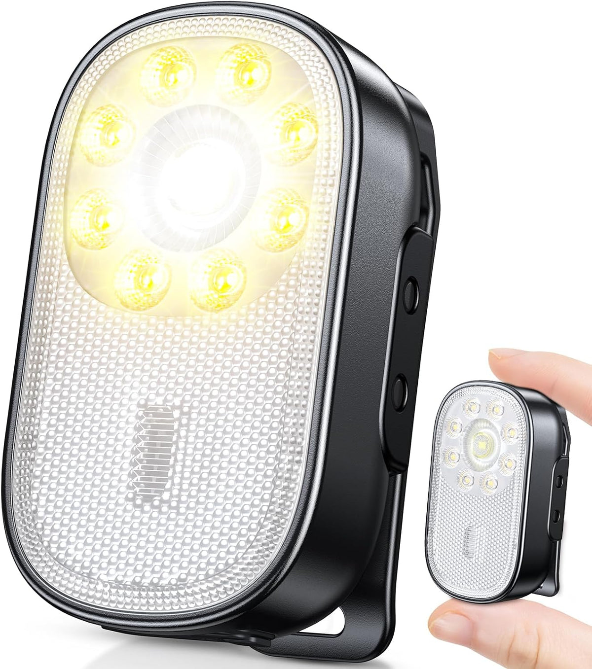 Cuvccn 500LM Bright Mini EDC Flashlight Rechargeable, 10 Modes Running Lights for Runners with Spot & Flood Light, IP65 Waterproof Boat Spotlight, Small Clip on Flashlight for Walking, Camping, Hiking