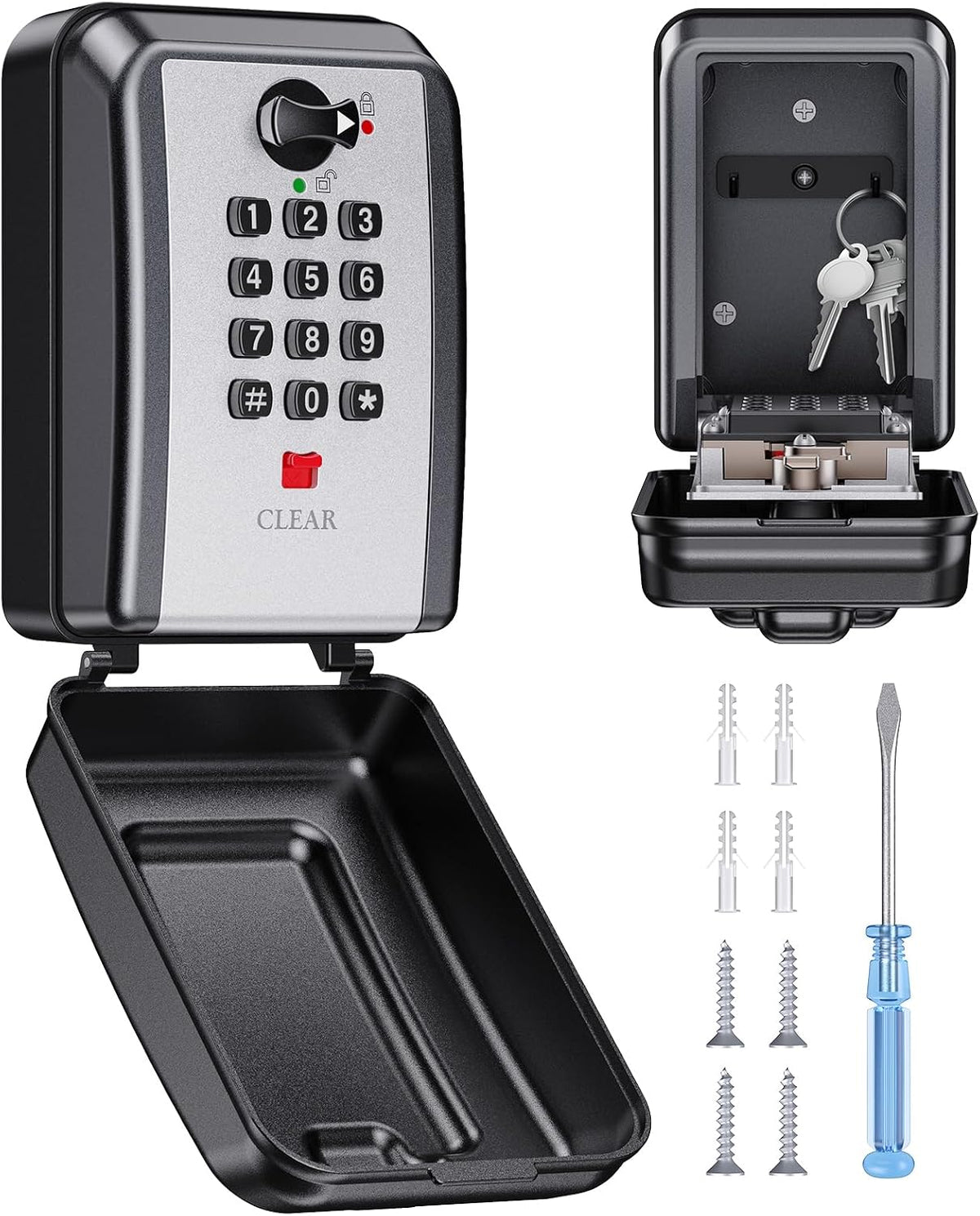 Wall-Mounted Key Lock Box, 12 Digit Combination Lock Box for Keys with Code, Large Capacity & Weatherproof Outdoor Storage Trunks, Key Safe Storage Lock Box for Home, Office, Garage, Sliver