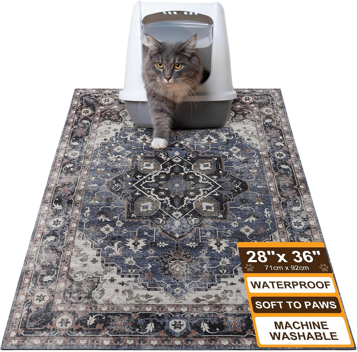 BEAUTYZOO Cat Litter Mat, 28" X 36" Large Litter Trapping Mat, Waterproof