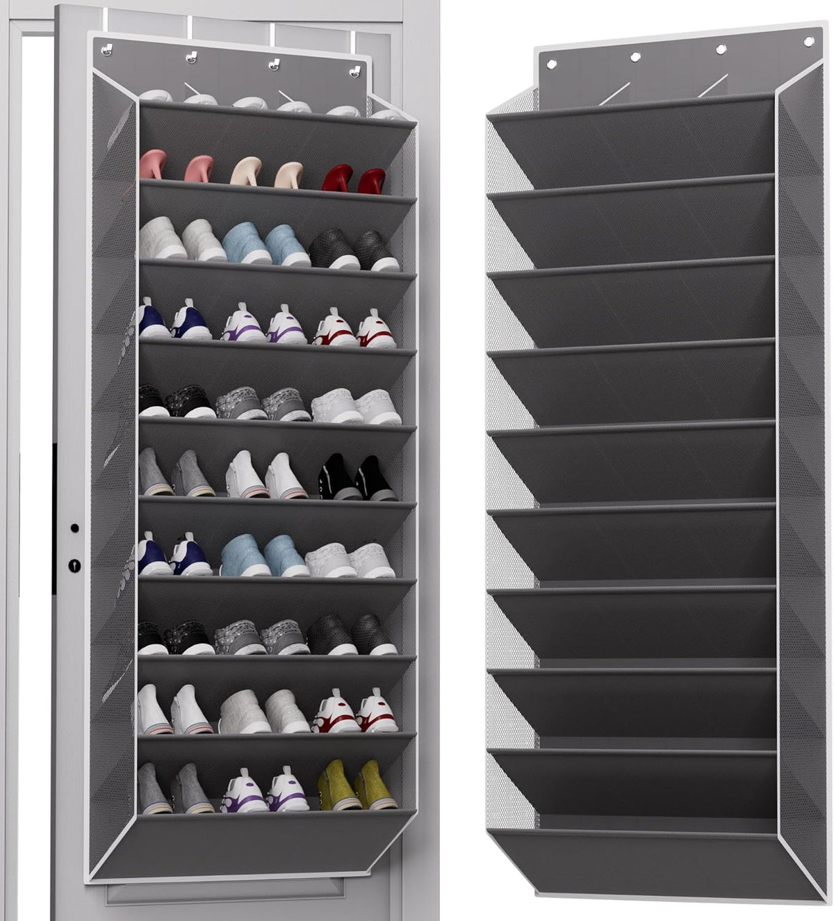 TAHAVICE 30 Pair over the Door Shoe Organizer, Hanging Closet Shoe Storage