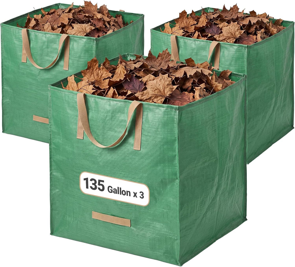 Yard Waste Bags, 135 Gallon Reusable Lawn and Leaf Bag 3 Pack