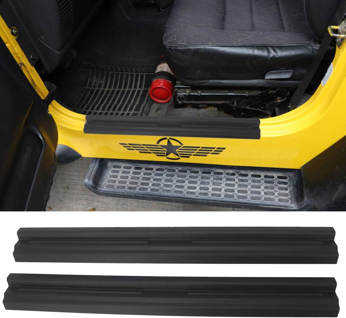 2PCS Black Car Door Sill Entry Protector Cover for Jeep Wrangler TJ 97-06