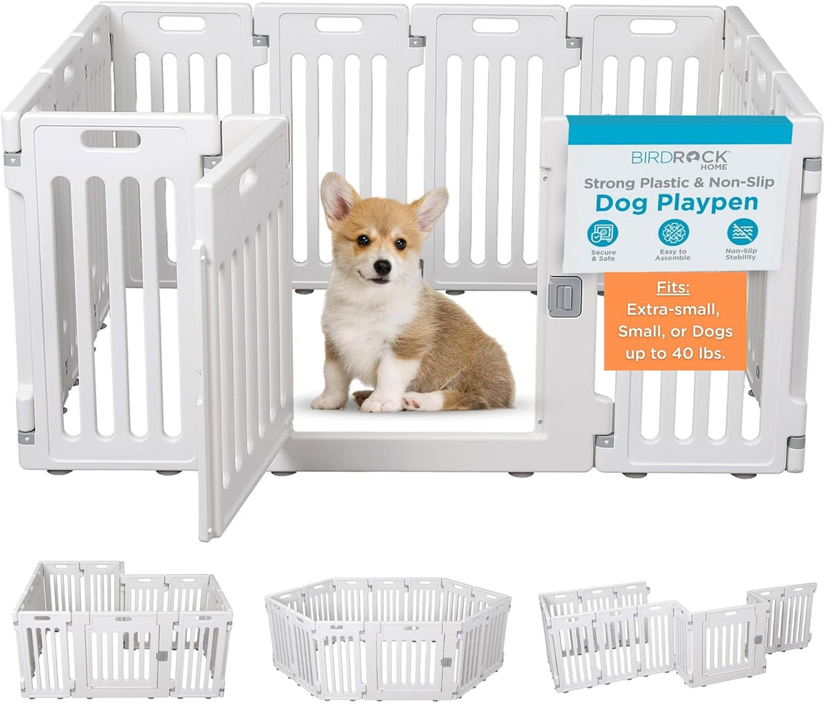Internet’S Best Dog Playpen with Lockable Door, White, 190” X 25.6”