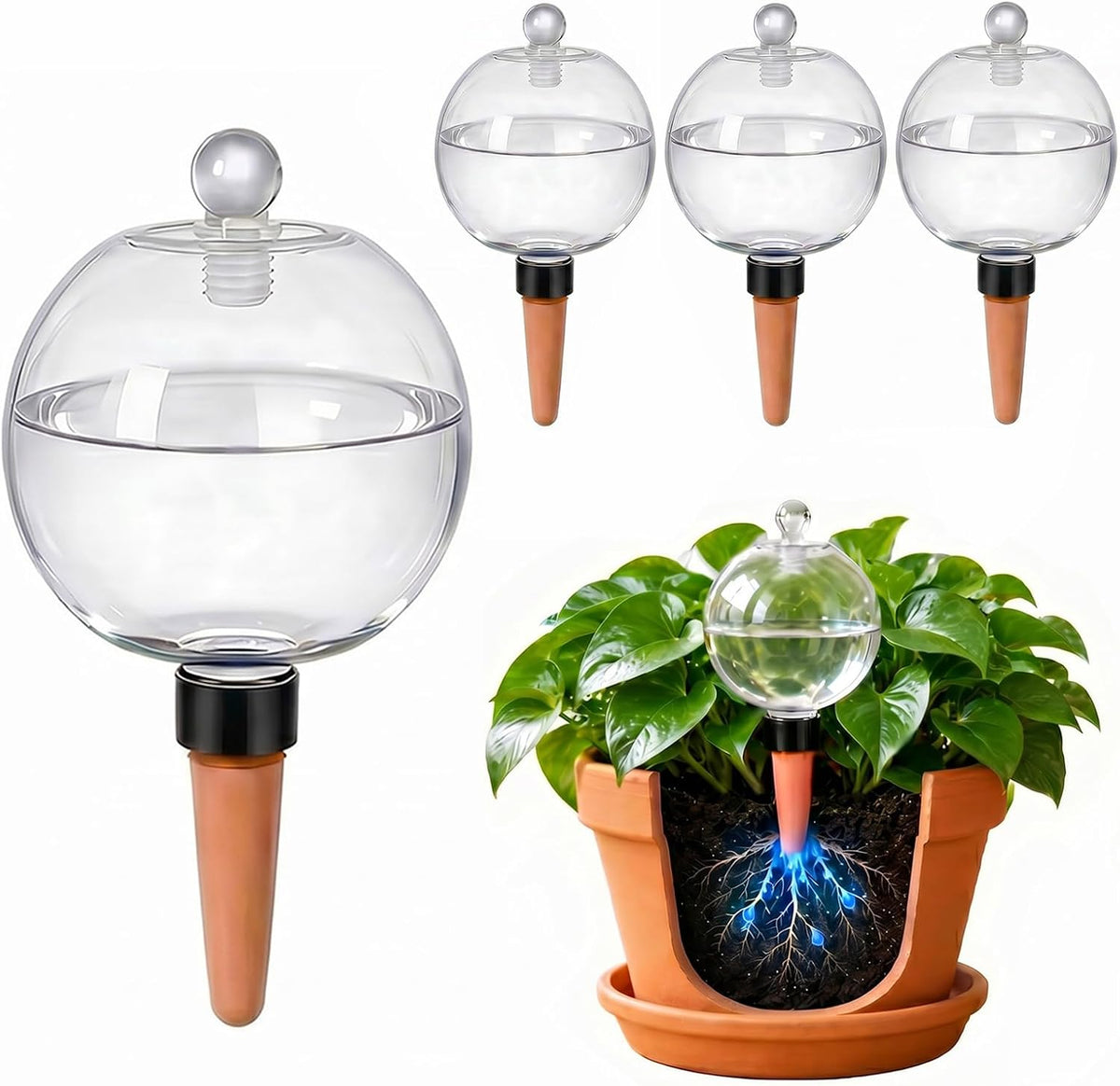 4 Pack 26 Oz Extra Large Plant Self Watering Globes to 3 Weeks Watering