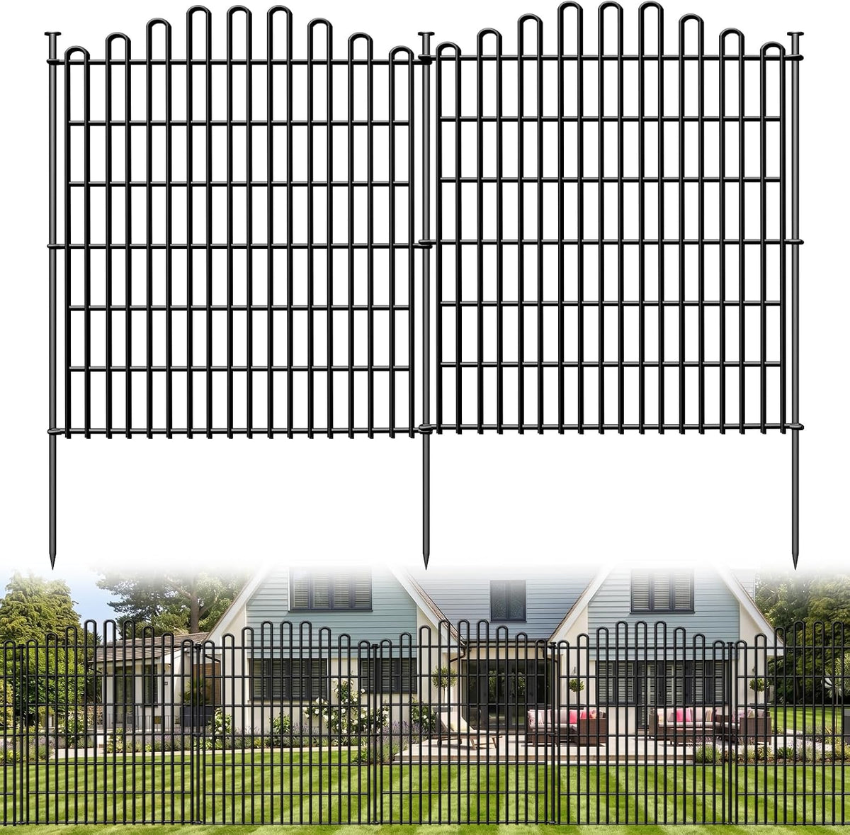 10 Panels No Dig Decorative Garden Fence, Dog Fence Outdoor for Yard