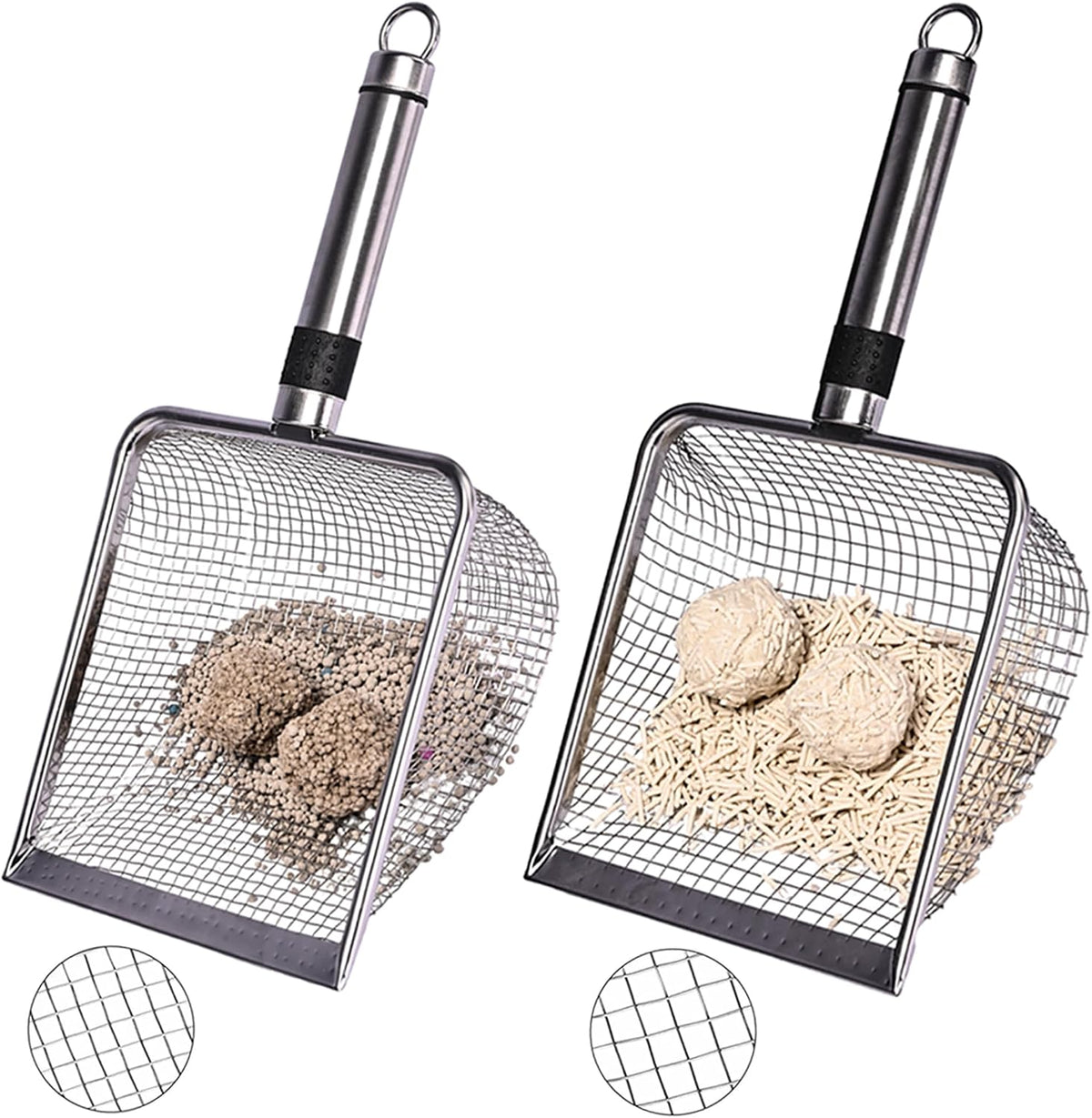 Stainless Steel Cat Litter Scoop, 3.8Mm Fine Mesh & 5Mm Metal Scooper