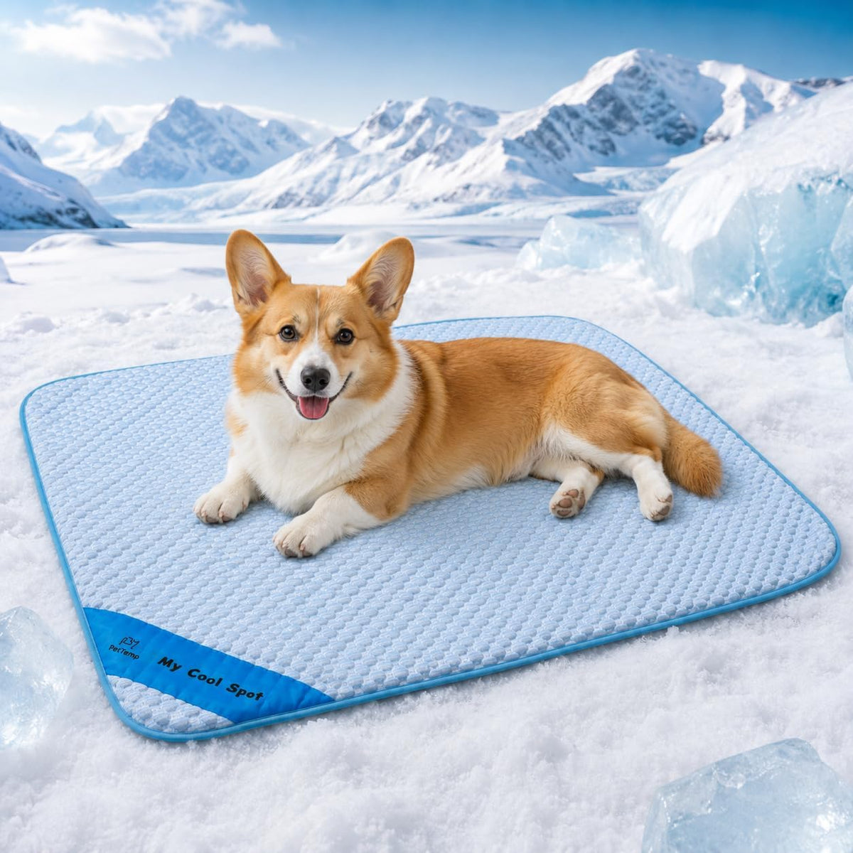 Pet Cooling Mat for Dogs & Cats – Ice-Silk Breathable Washable Foldable Cooling Blanket, Durable Portable Non-Slip Dog Bed for Crate, Kennel, Car & Outdoor Use, Blue 27.6 X 21.6In Medium