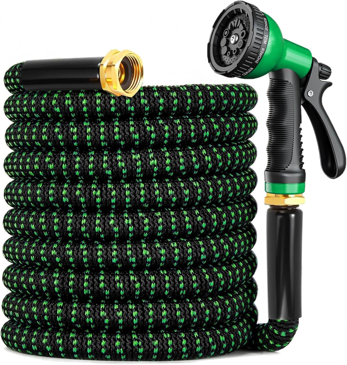 Garden Hose 100 Ft, 2026 No Kink Expandable Water Hose 100Ft with 10 Function Nozzle, Solid Metal Fittings, Durable Outer Fabric, Lightweight, Flexible, Leak-Proof, Stretchy for Watering, Car Washing
