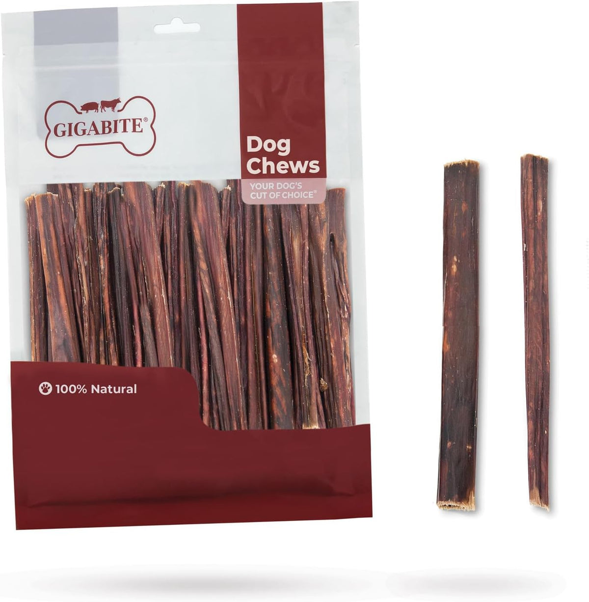 Gigabite Beef Esophagus Dog Treats Sticks - 6 Inch , 40 Pack