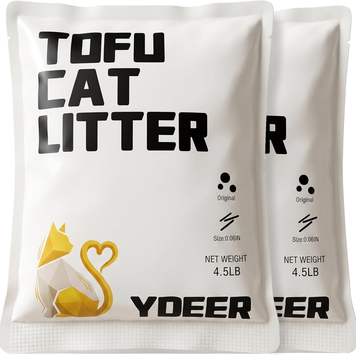 Tofu Cat Litter Clumping, 0.06-In Ultra-Fine Pellet Diameter, Fast Clumping, Odor Control, Low Dust, Flushable, 4.5 Lb X 2 Bags
