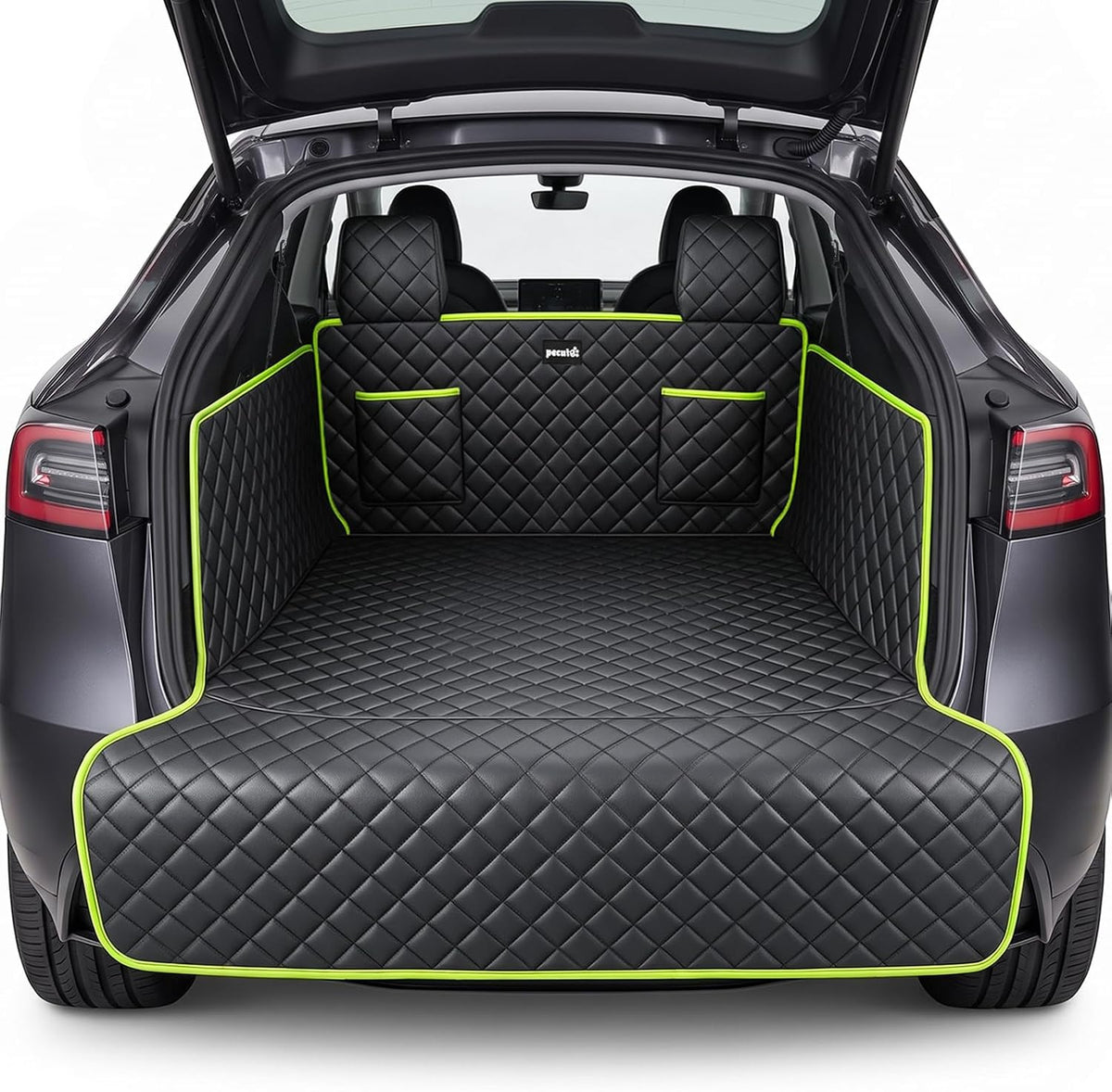Pecute Dog Trunk Mat Tesla Model Y, Leather Water-Resistant Pet Cargo Liner