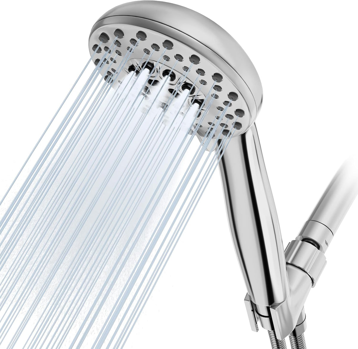 High Pressure Shower Head with Powerful Shower Spray & 59'' Stainless Steel Hose, 5 Spray Modes, Adjustable Bracket and Non-Clogging Nozzles(Chrome)