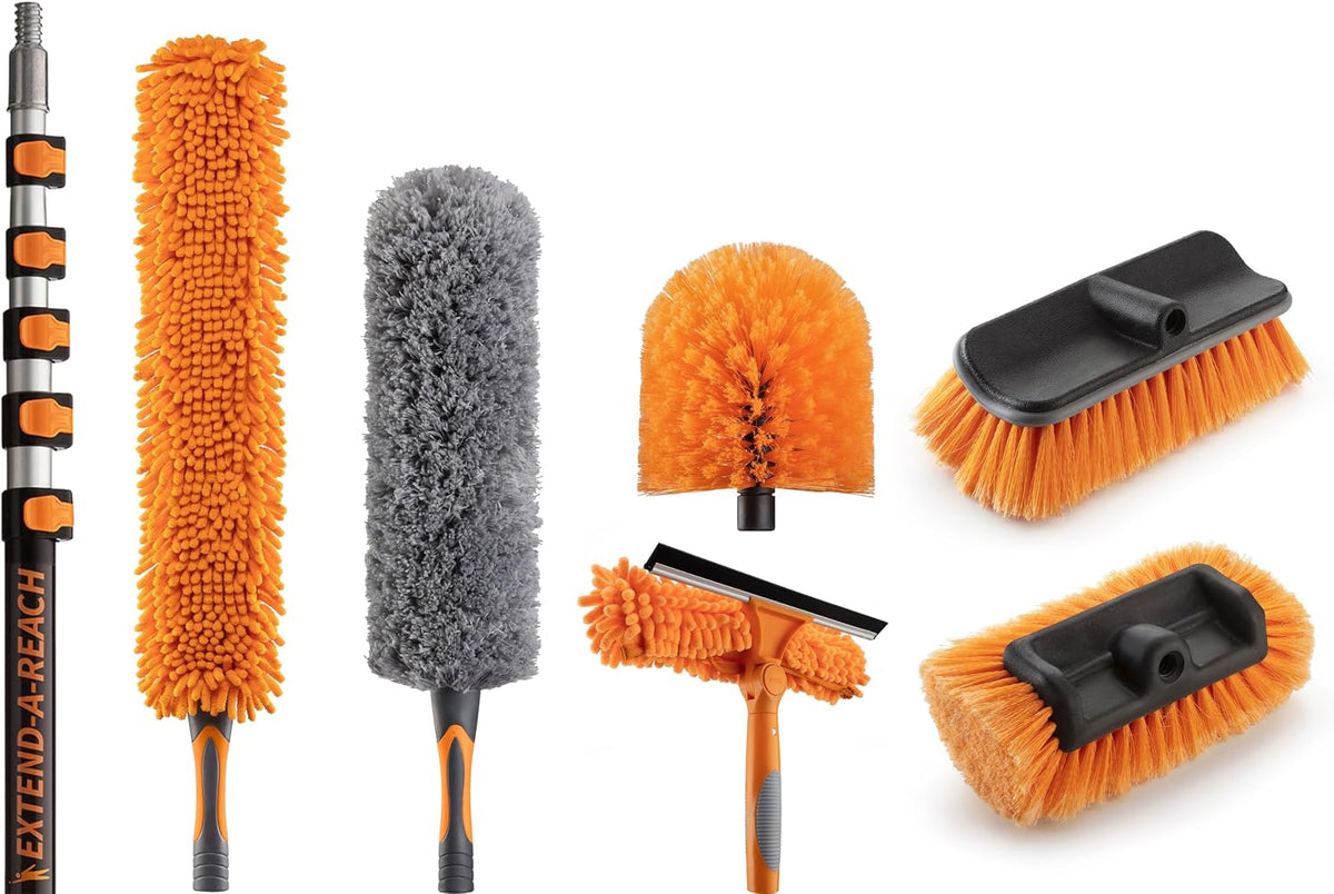 30 Foot High Reach Telescoping Duster Kit with 5-24 Ft Extension Pole