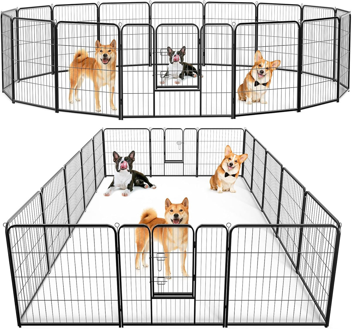 DUMOS Dog Playpen 32 Inch 16 Panels Indoor Outdoor Metal Pet Fence