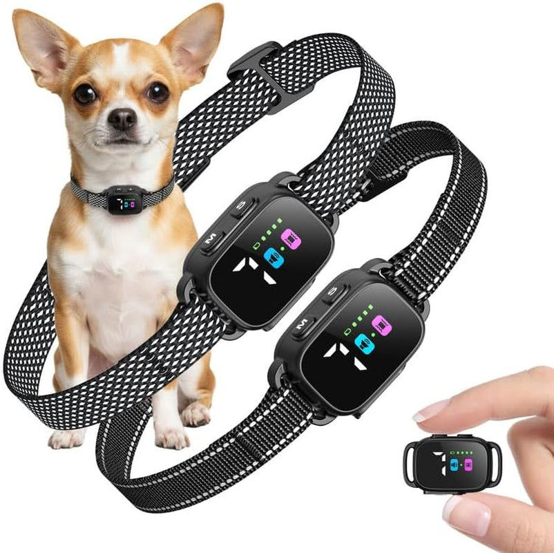 Anti Bark Collar for Small Dogs 2 Pack, No Shock Bark Collar with Beep & Vibration, 7 Sensitivity Levels, Smart Bark Detection, Rechargeable IP67 Waterproof Bark Collar for Small Dogs 5-30Lbs