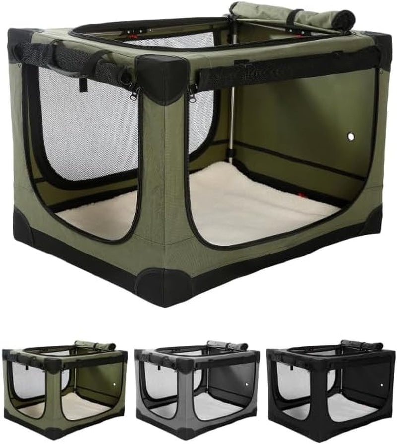 Veraste 33 X 25 X 25 in 4-Door Collapsible Soft-Sided Mesh Dog Crate, Green
