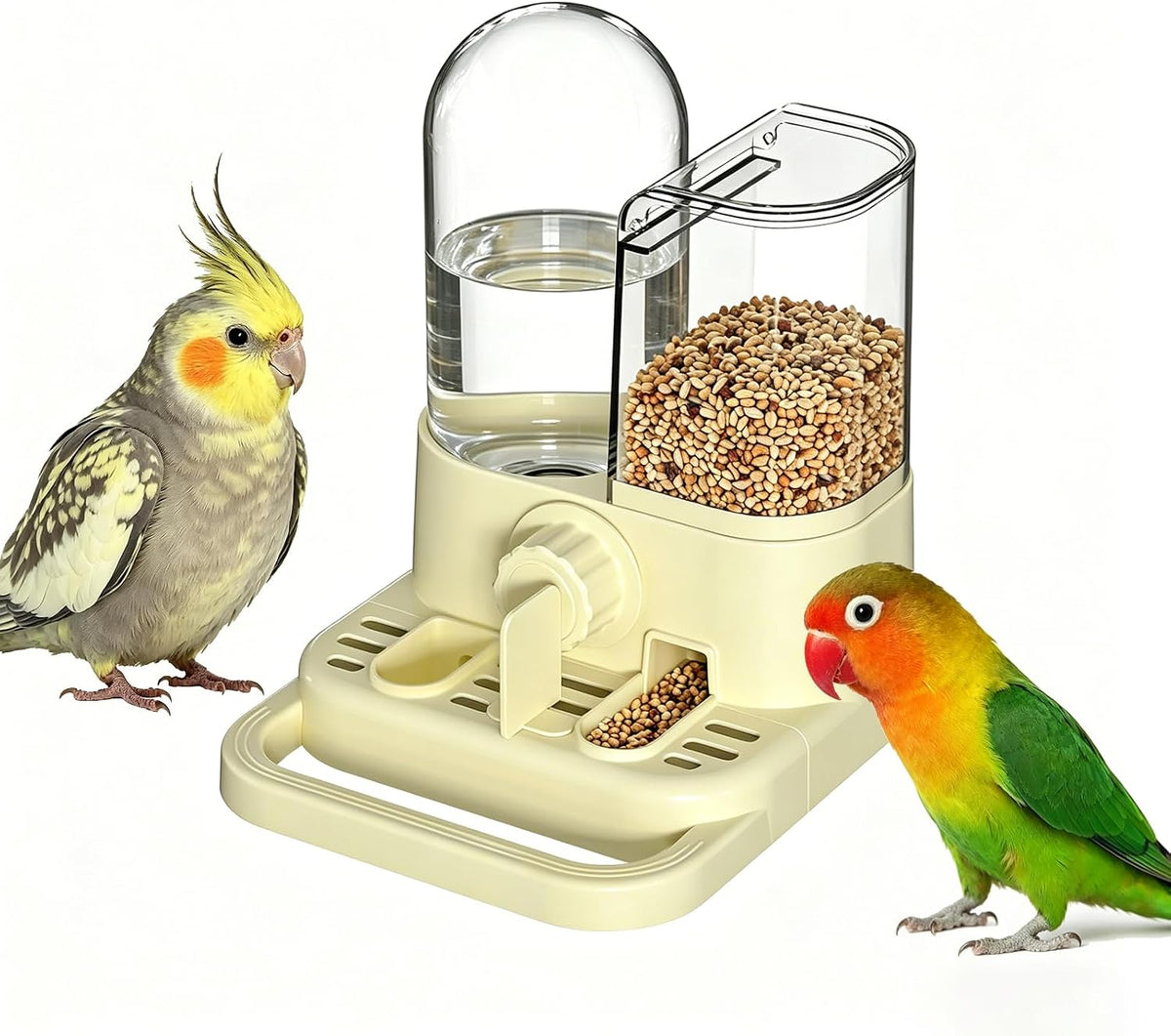 2-In-1 Automatic No Mess Bird Feeder & Gravity Waterer Dispenser for Cage