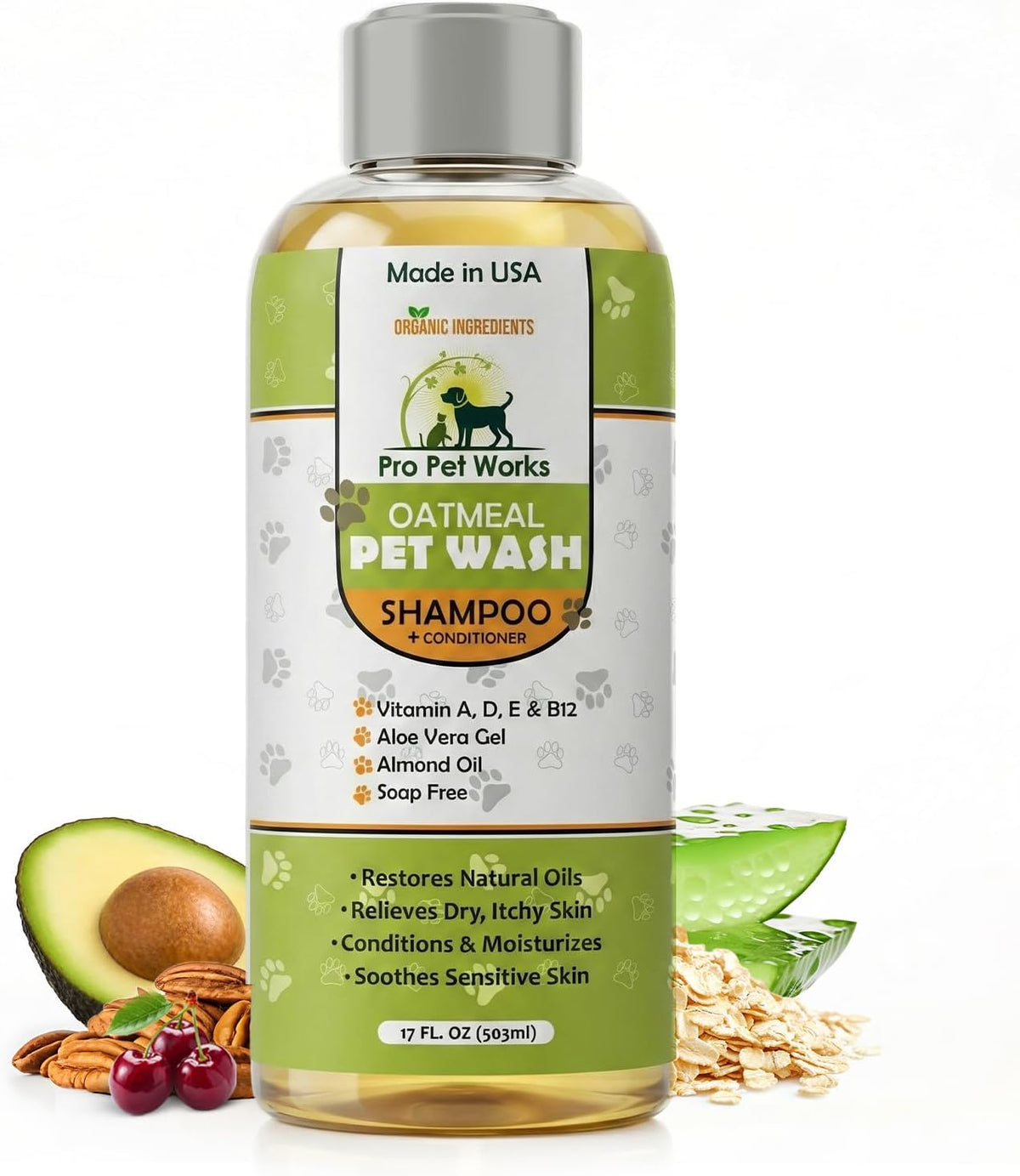 Oatmeal Dog Shampoo and Conditioner for Allergies, Itching and Sensitive Skin - Smelly, Itchy Pet Cleaning Supplies - Puppy Wash, anti Itch and Dandruff, All Natural Formula - with Omega 3'S