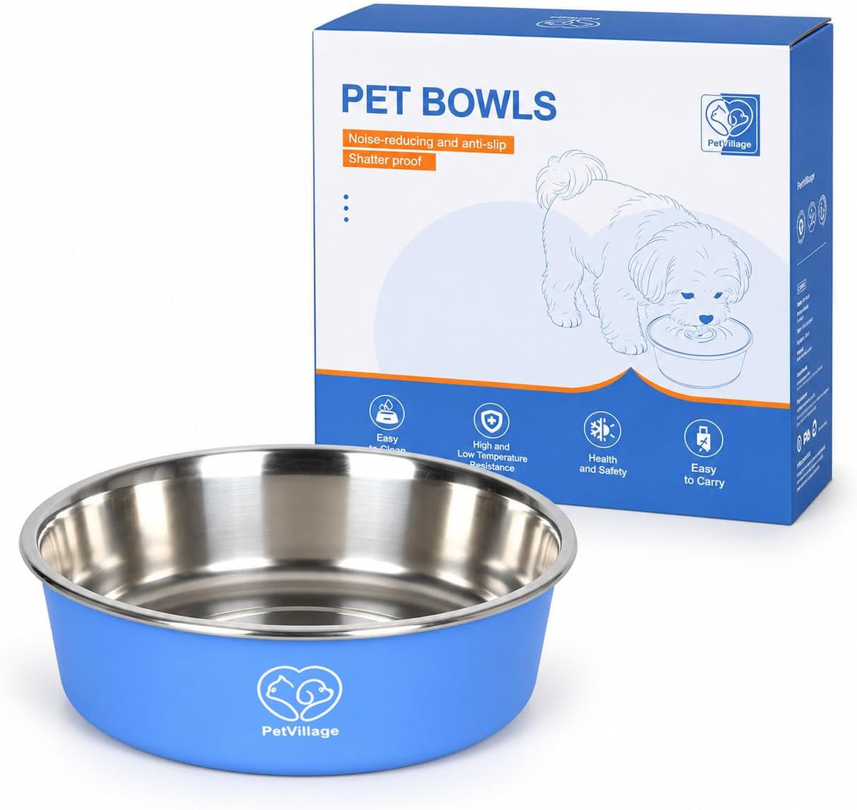 24 Oz Stainless Steel Dog & Cat Bowl with Chew-Resistant PP Outer Layer