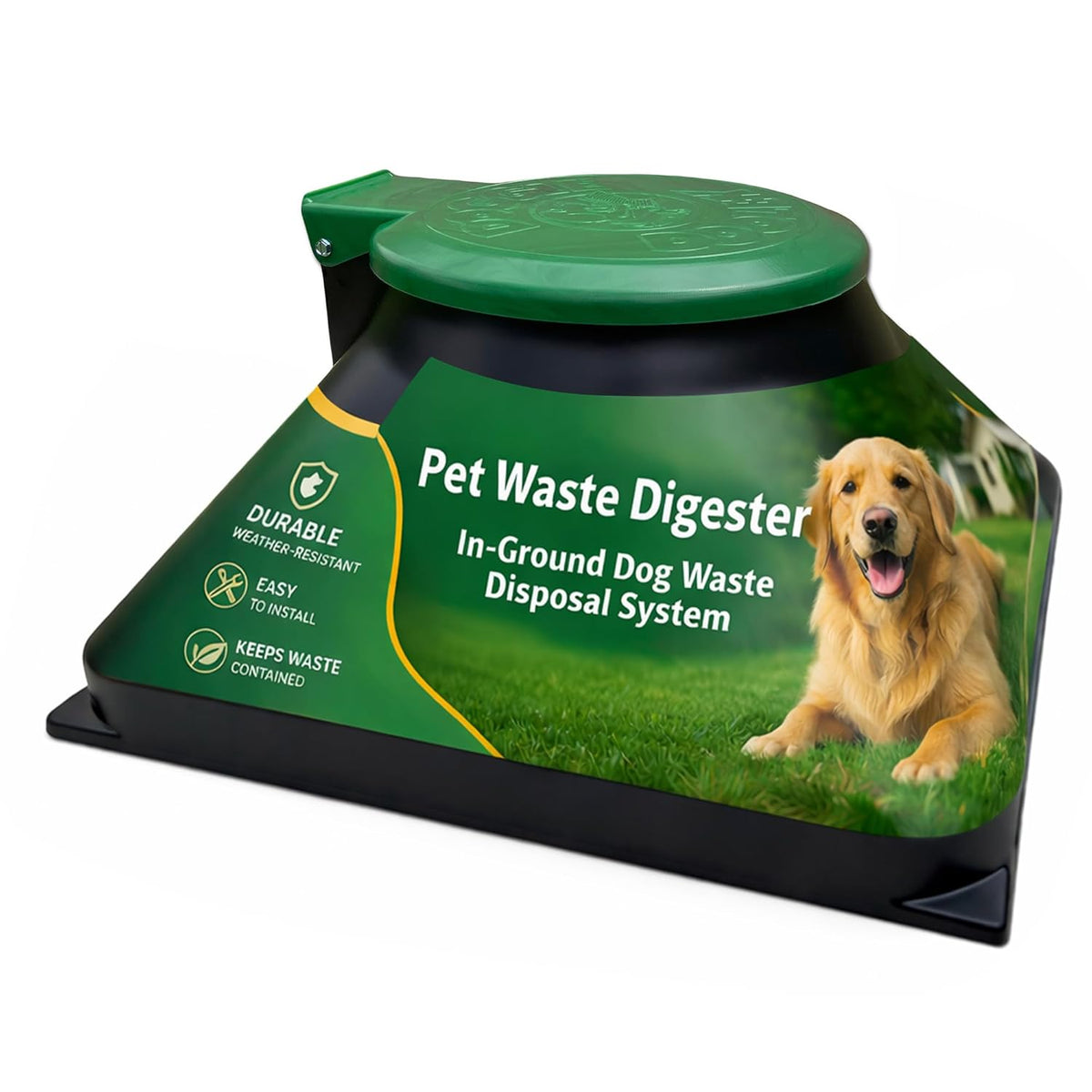Doggie Dooley Pet Waste Digester - Pyramid Style - Black with Green