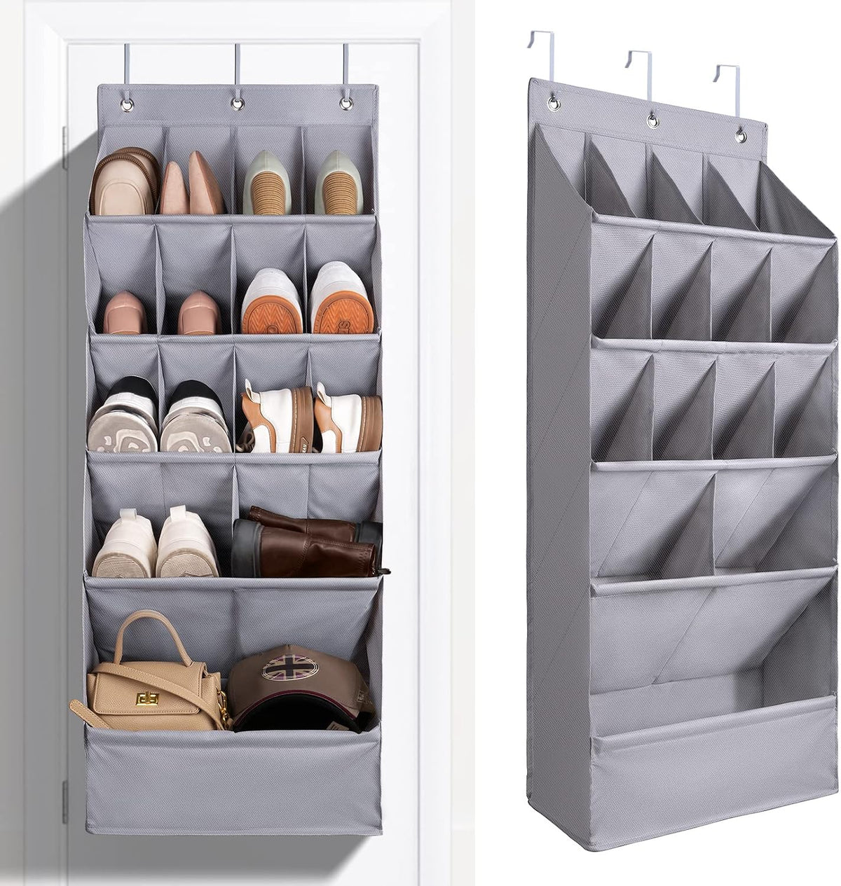 1 Pack Over-The-Door-Shoe-Organizers,Hanging Organizers with Large Pocket