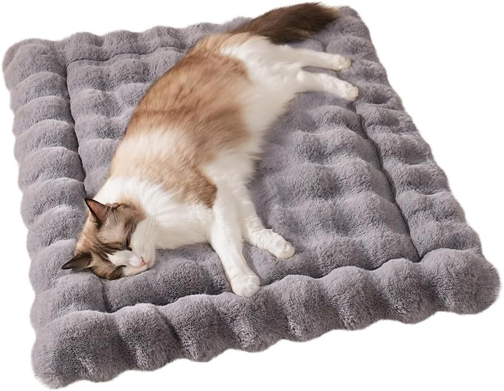 SOMAHE Cat Bed Mat for Indoor Cats, Faux Rabbit Fur, 23X15 In, Gray
