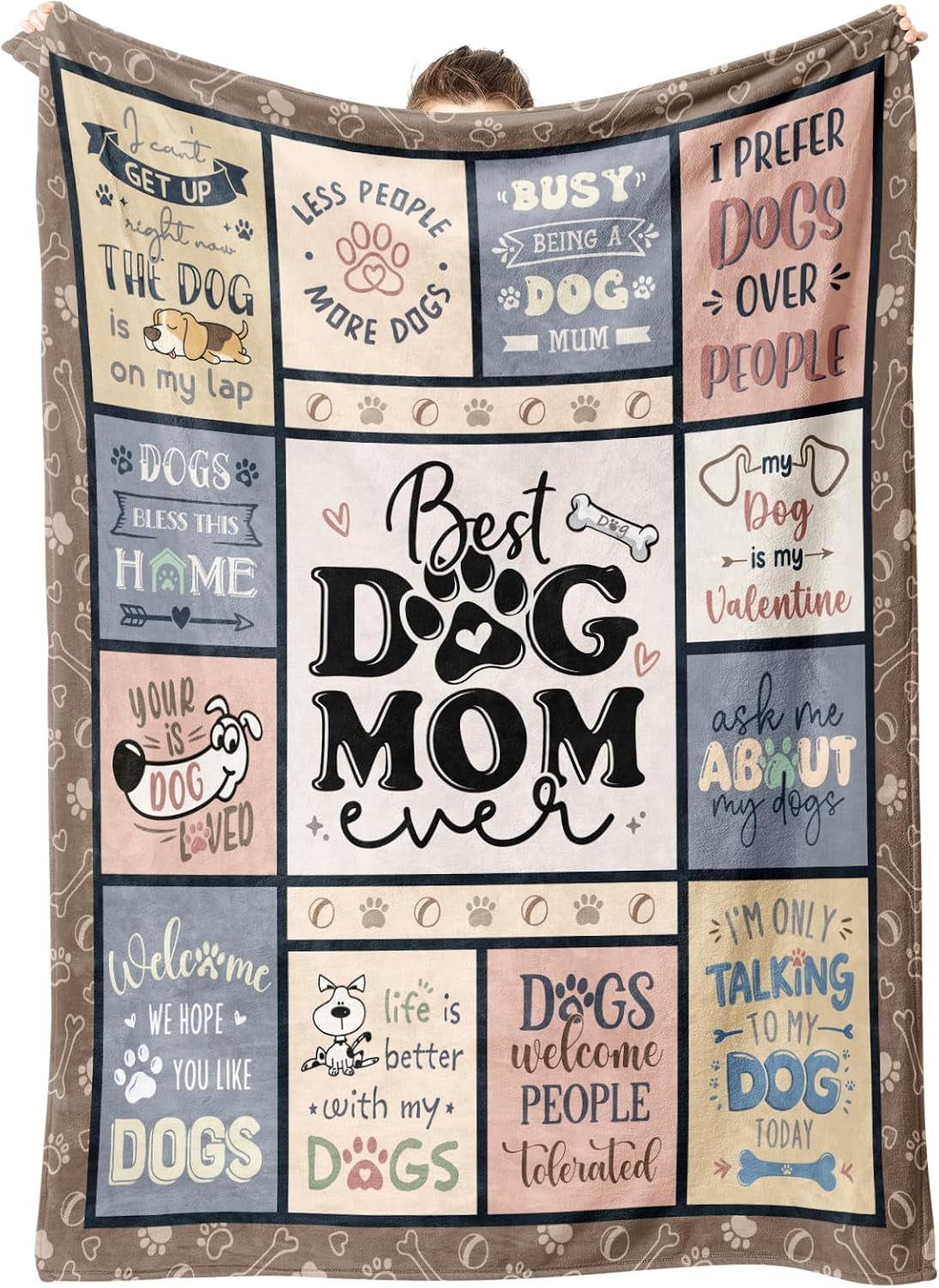 Steadstyle Dog Mom Gifts for Women - Best Mom Ever Blanket for Pet Lovers
