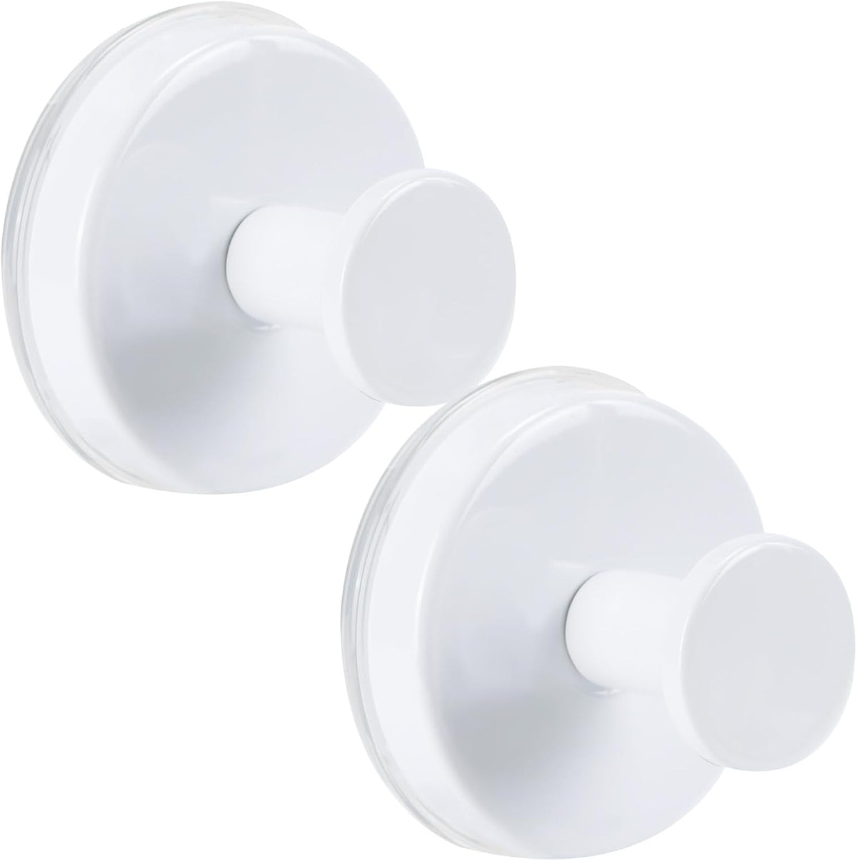 Suction Cup Hooks for Shower No-Drill Bathroom Hooks for Towels, Robes, Loofah Mountable on Bathroom Walls, Kitchen, Glass, Mirrors, Tile and Smooth,Non-Porous Surfaces (2, White)