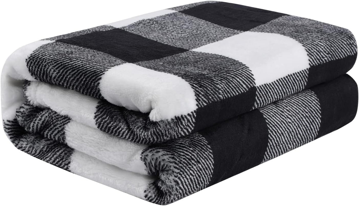 Piccocasa Plaid Pet Blanket for Small-Medium Dogs Cats 30X40 Black White
