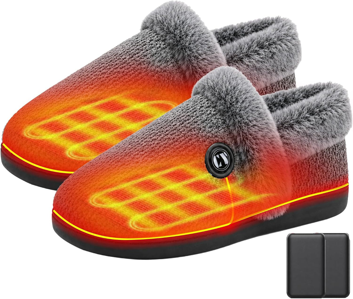 Heated Slippers for Men & Women, Rechargeable Electric Foot Warmers