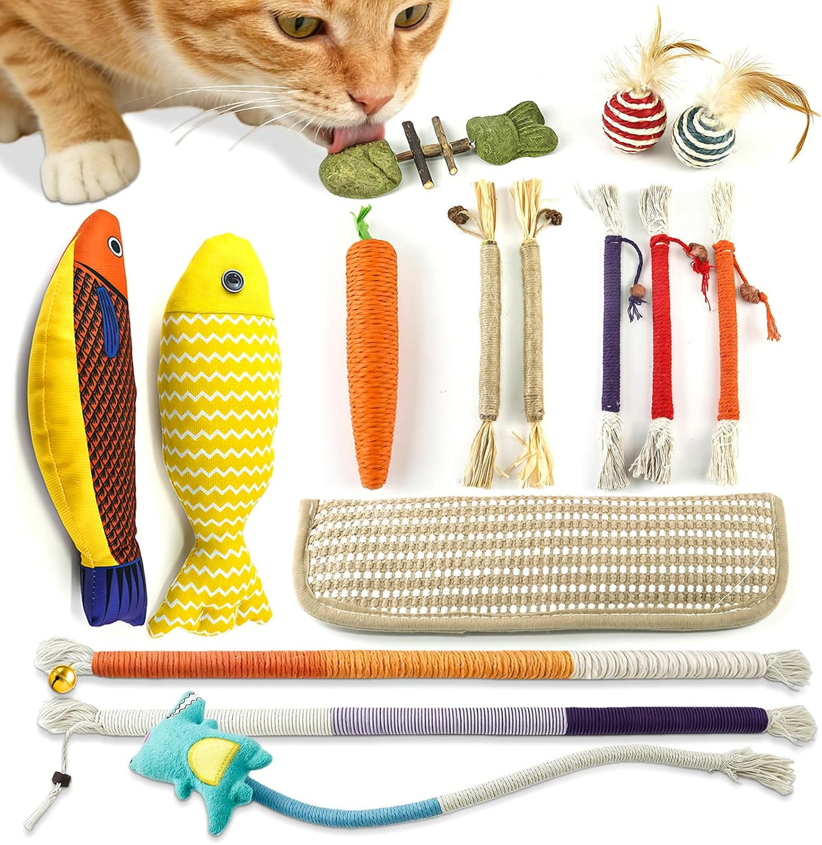 15 Pcs Cat Toys for Indoor Cats, Safe Teeth Cleaning Chew Infused Cat Catnip Toys, Suitable for All Cat Breeds Pet Toys