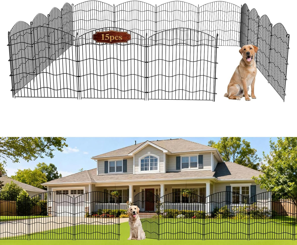 Garden Fence No Dig, 31In(H) X24Ft(L) Black 15 Pack, No Gate