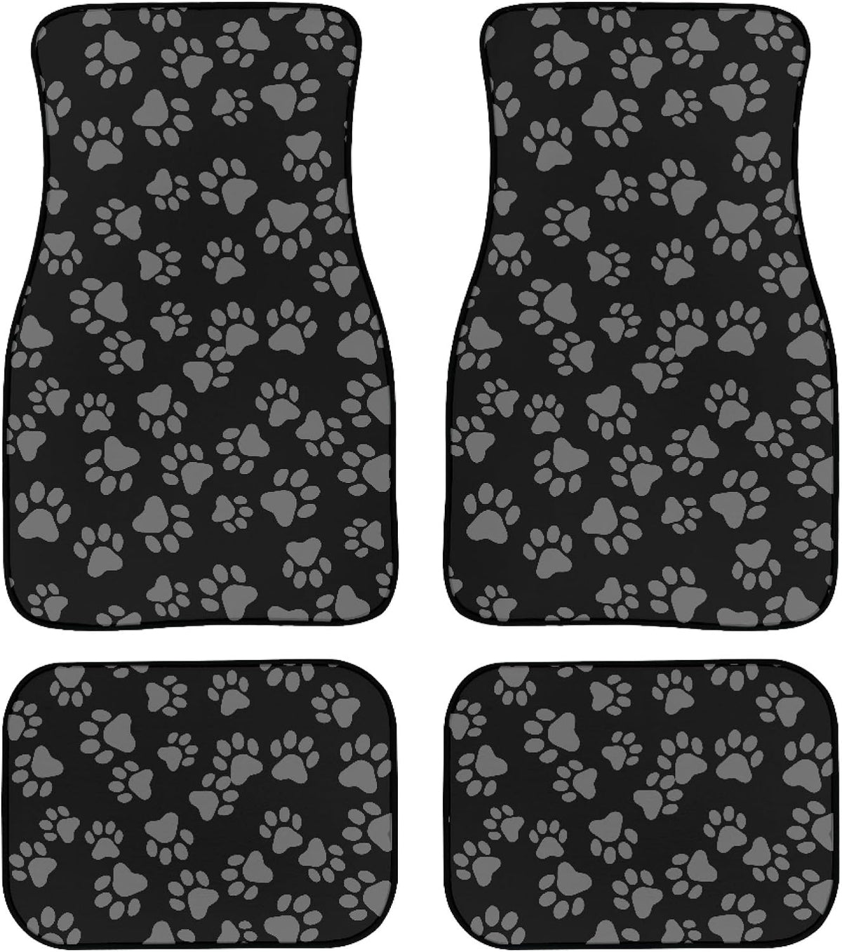Paw Print Car Floor Mats Carpet Universal Abstract Cat or Dog Footprints Gray Paws Floor Mats for Cars Vehicle Front Rear Foot Rugs Cute Animal Claws Car Accessories for Trucks SUV Sedans