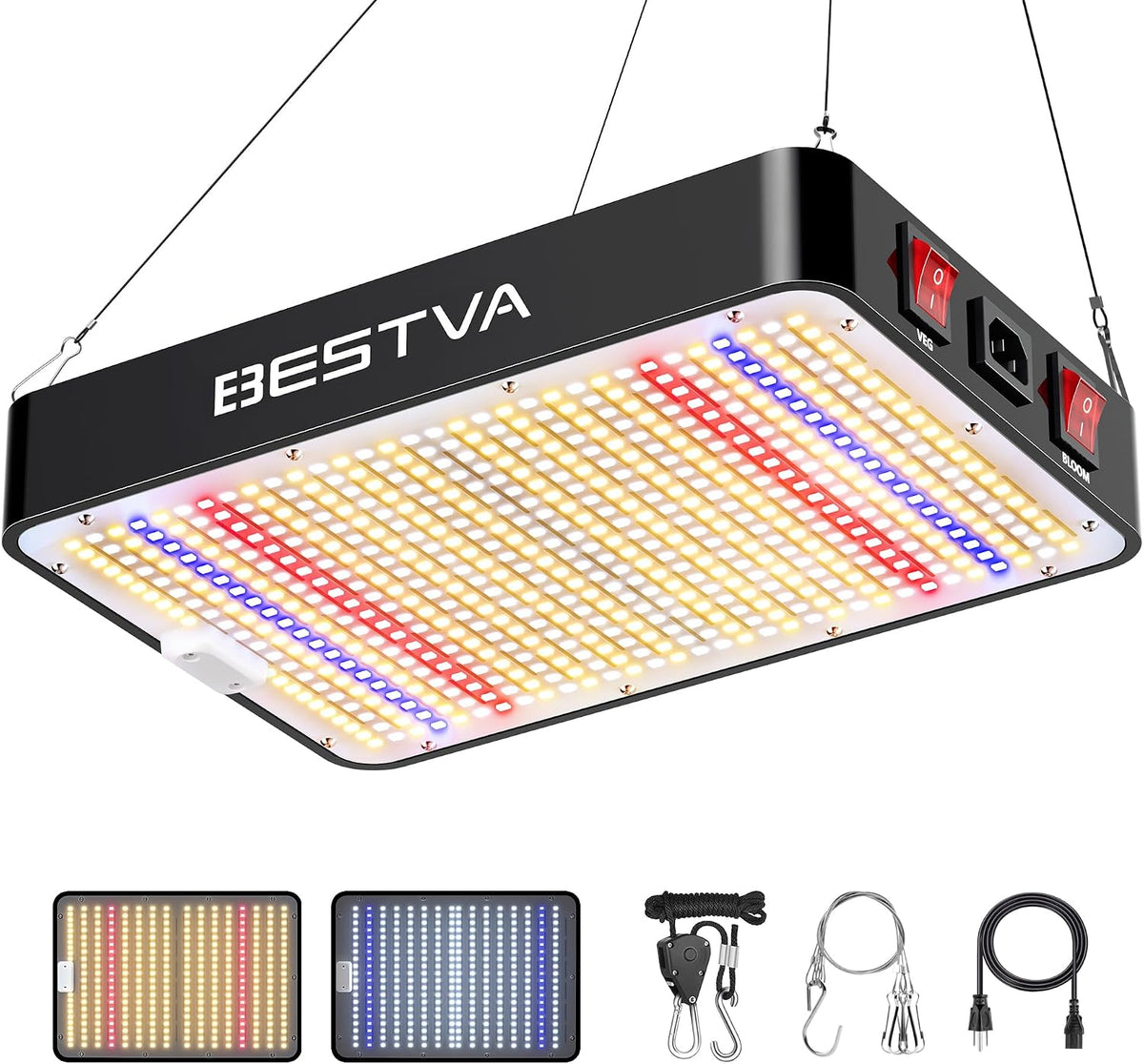 BESTVA DC1000 High-Yield Indoor Plant Grow Light, Fits 2X2/2X3/2X4 Ft Tents