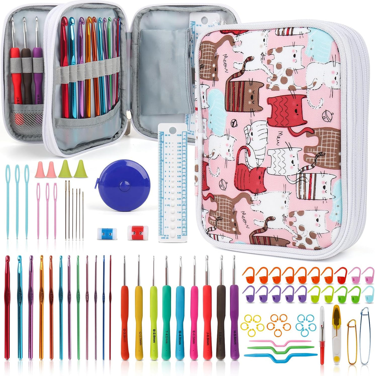 Katech Crochet Hooks Set with Case, Ergonomic for Comfortable Crocheting
