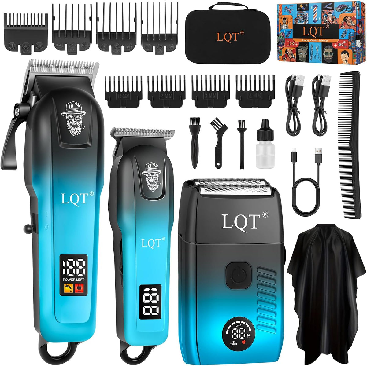 Professional Hair Clippers for Men, Cordless Barber Clippers with Precision Trimmer and Dual Foil Shaver,Led Display, Electric Hair Cutting Machine, Men’S Grooming Kit, Gift for Him