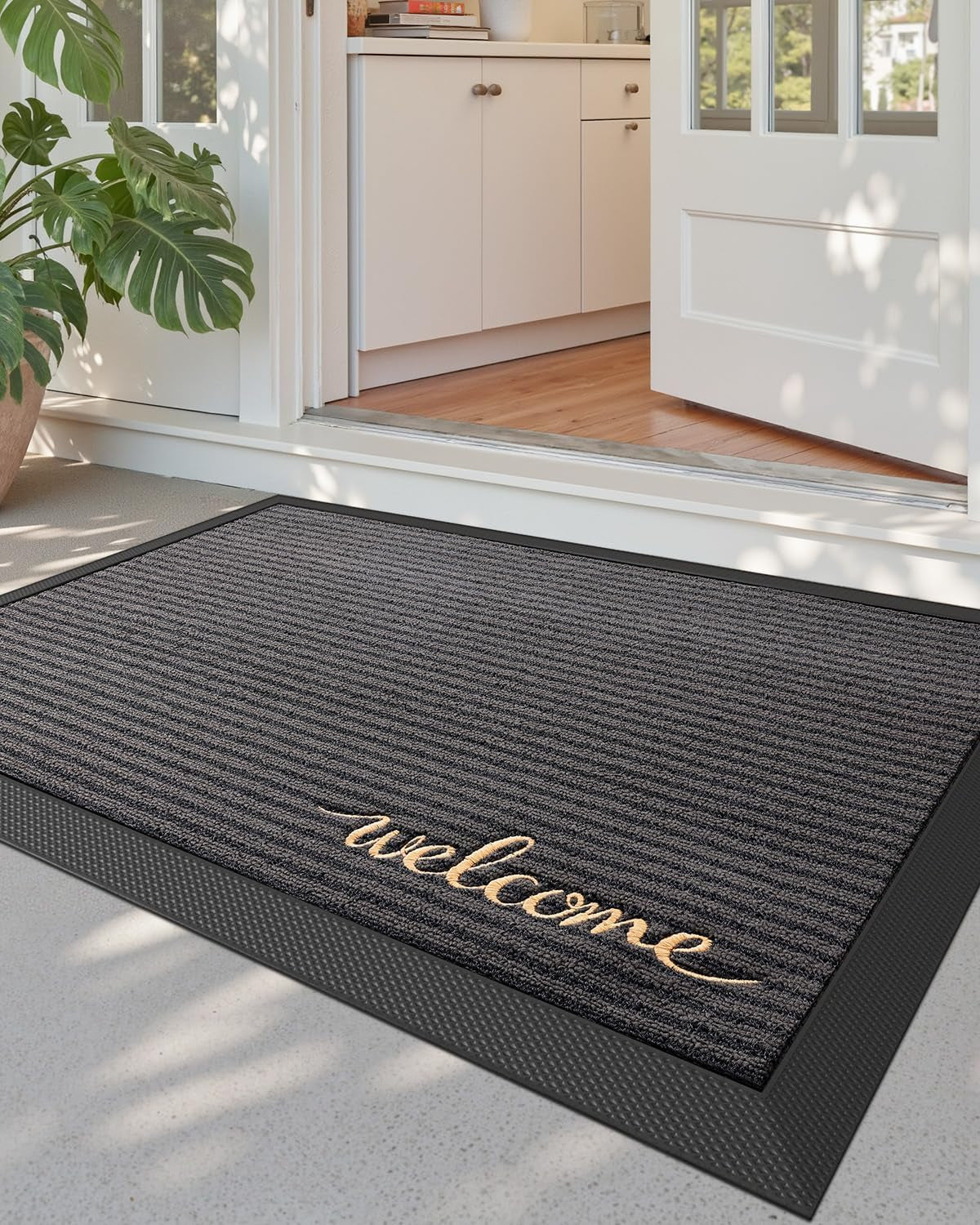 DEXI Front Door Mat outside Entrance 24X36 Welcome Rubber Entry Doormat