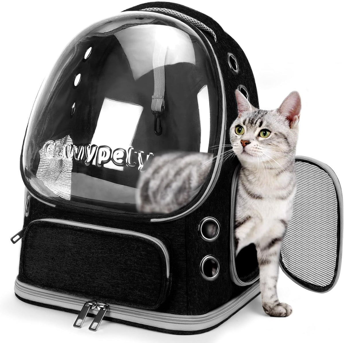 Cawypety Cat Backpack Carrier Large Space Bubble Backpack up to 12Lbs Black