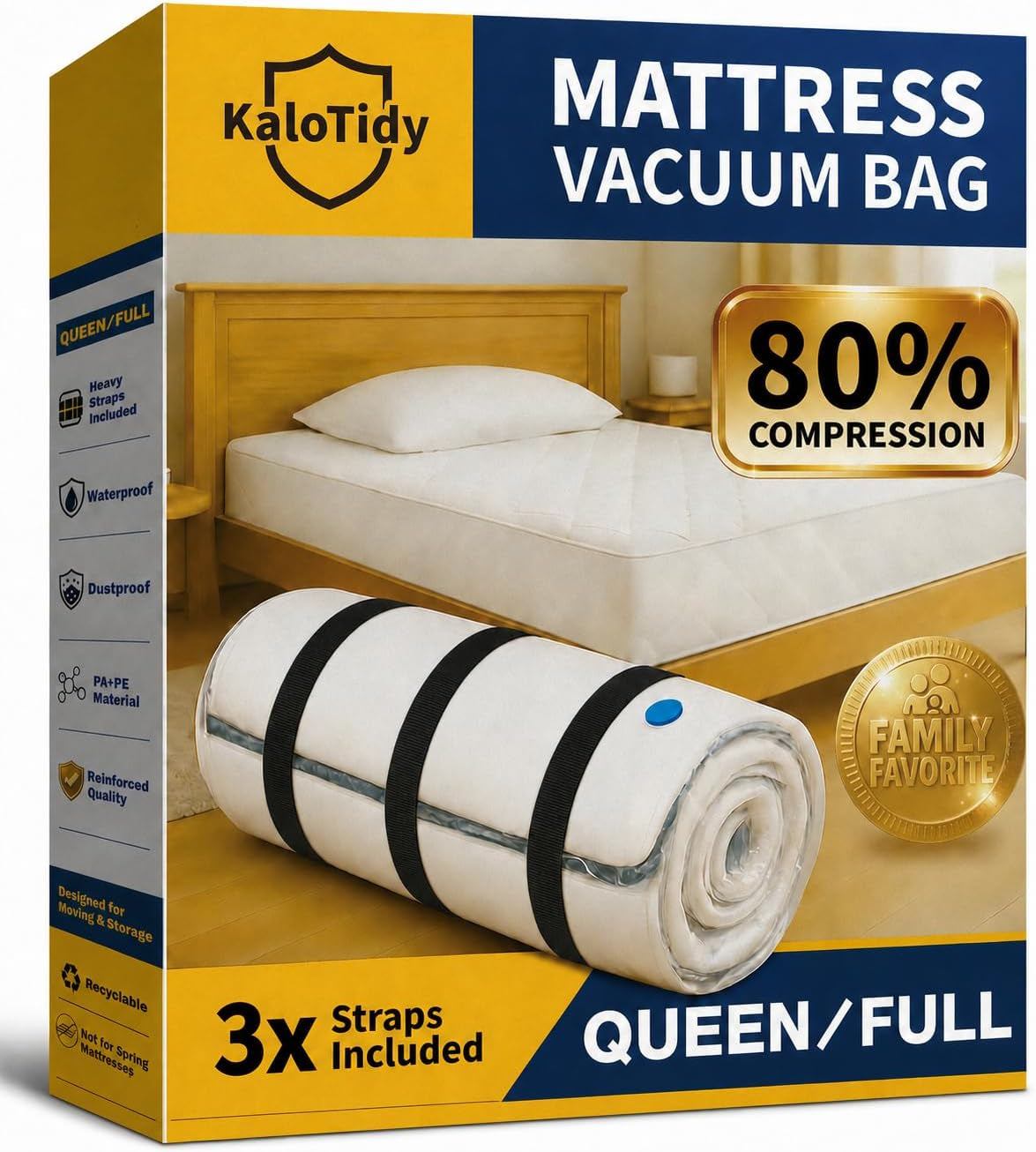Memory Foam Mattress Vacuum Bag for Moving and Storage, Queen/Full/Full-Xl