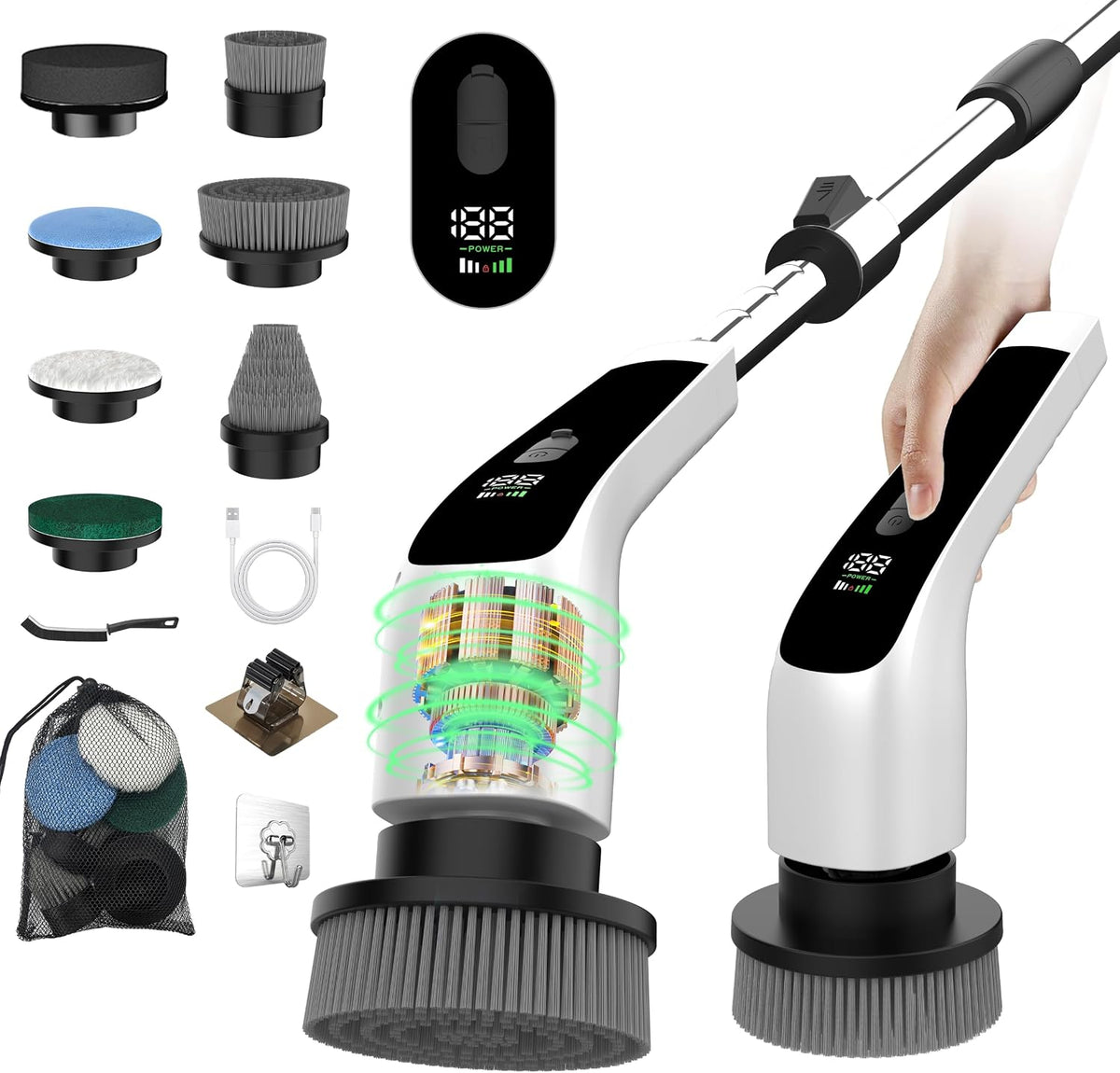 Electric Spin Scrubber, Bathroom Scrubber LED Digital Display