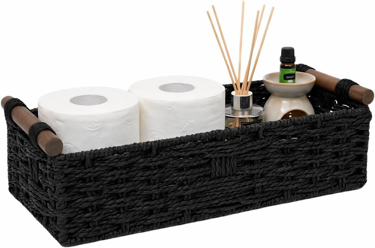 Black Toilet Tank Basket, Back of Toilet Bathroom Storage