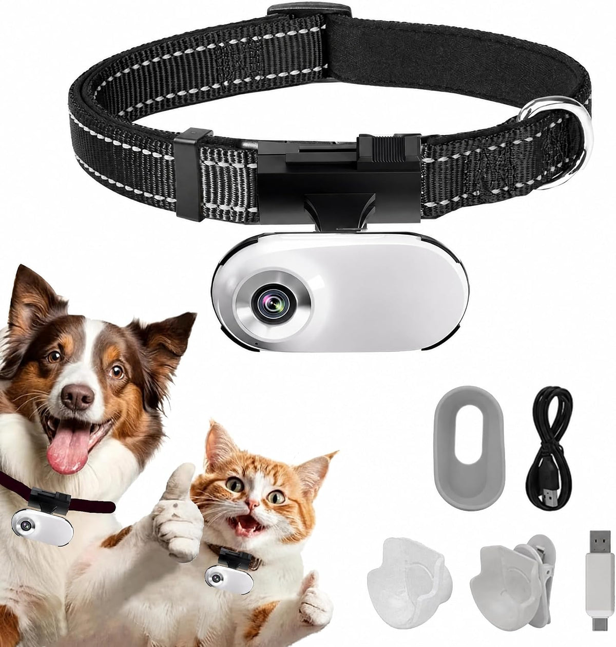 HD 1080P Cat POV Camera Collar with Video Record, Mini Small Sports Video Cameras, Body Cam Outdoor/Inoor No Wifi, Unique Pet Supplies Gift for Pet Owners, Dog Moms, Cat Dads, Ideal Gift