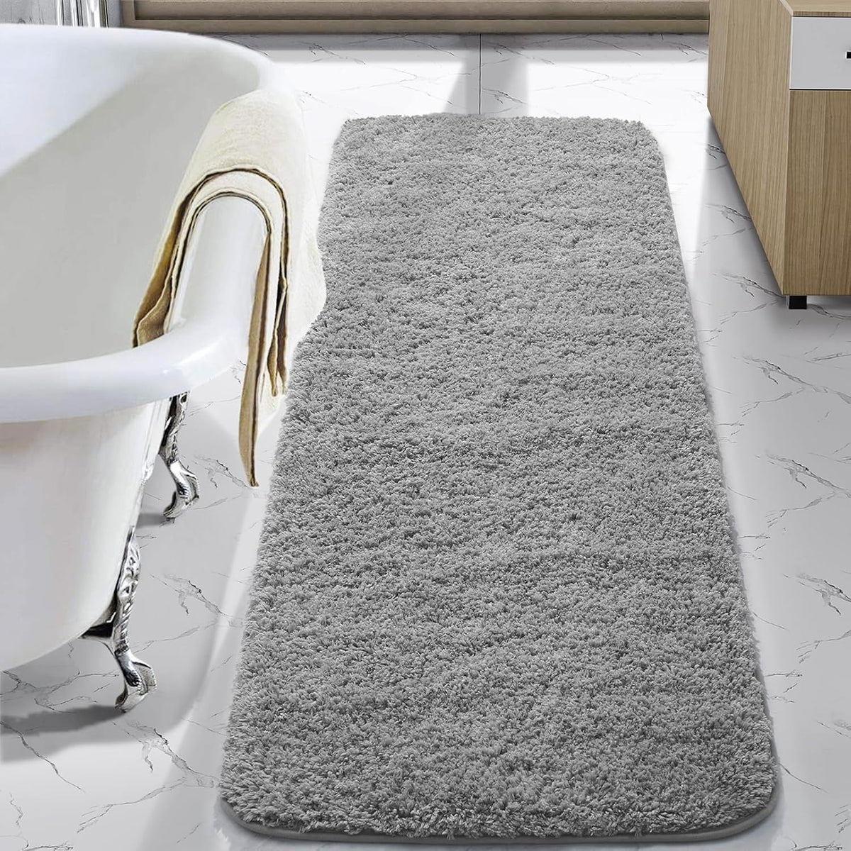 LOCHAS Bathroom Rug Runner 24X60 Inch, Bath Rugs Non Slip, Grey