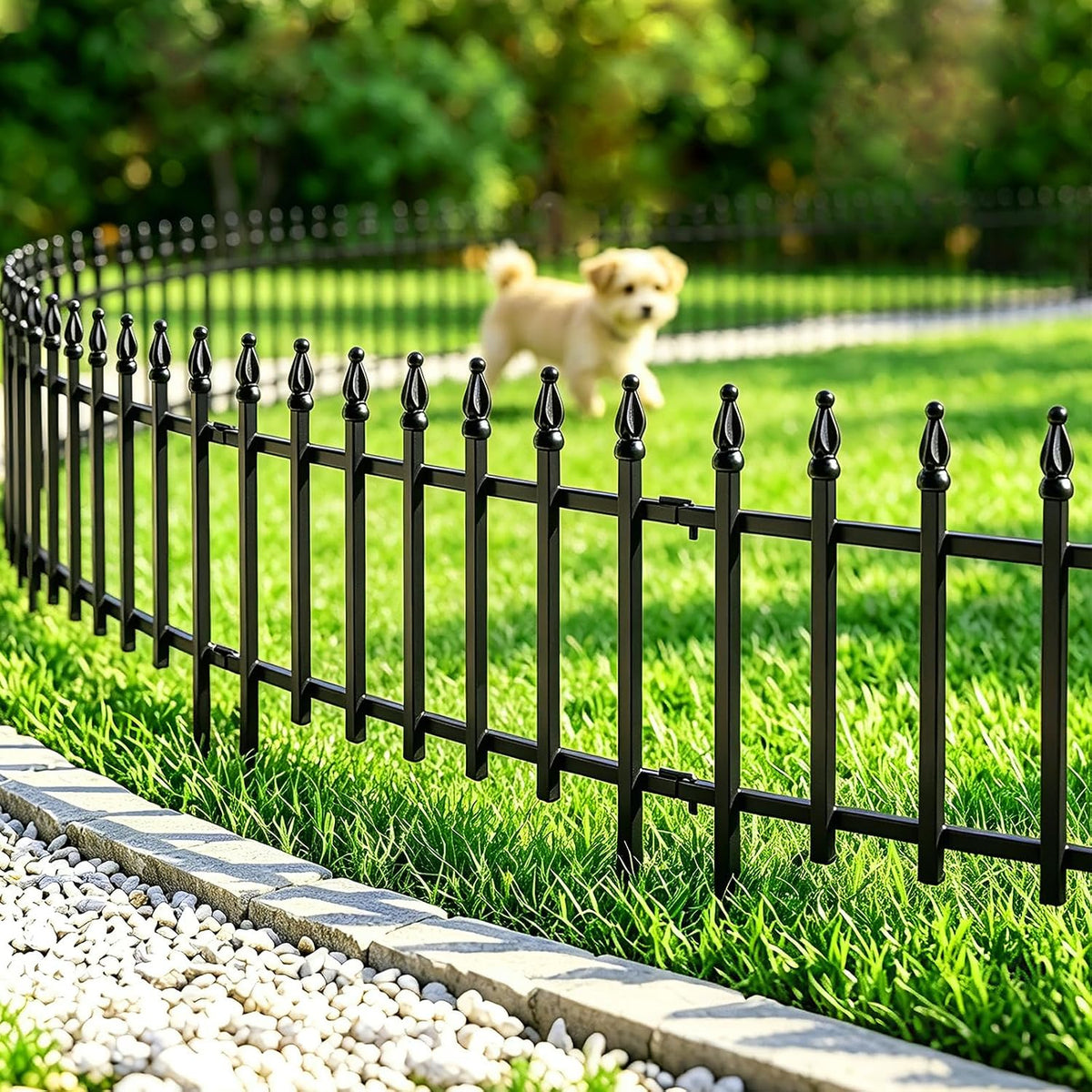 Thealyn 18"H X 22"W Decorative Metal Garden Border Fence, 5 Panels, 9.17Ft